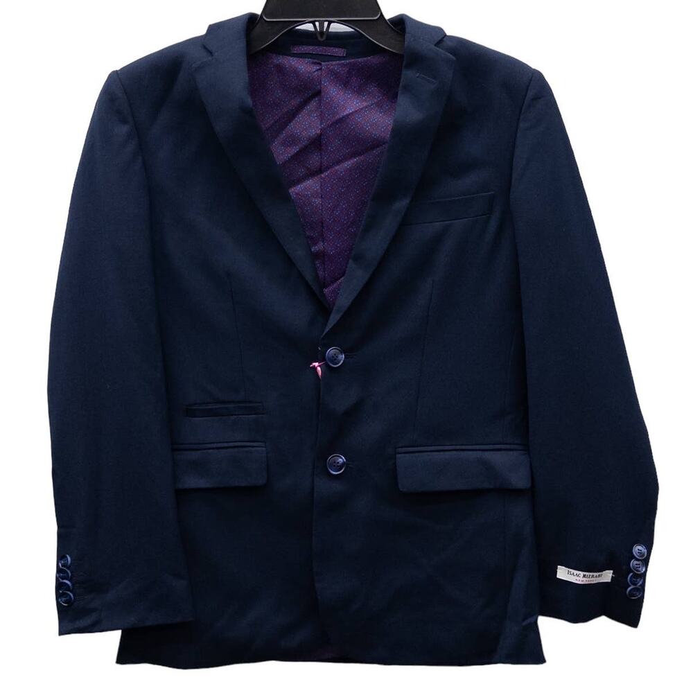 Isaac Mizrahi Boys Sport Blazer Wool Blend Suit Jacket Navy Blue 14 Notch Lapel